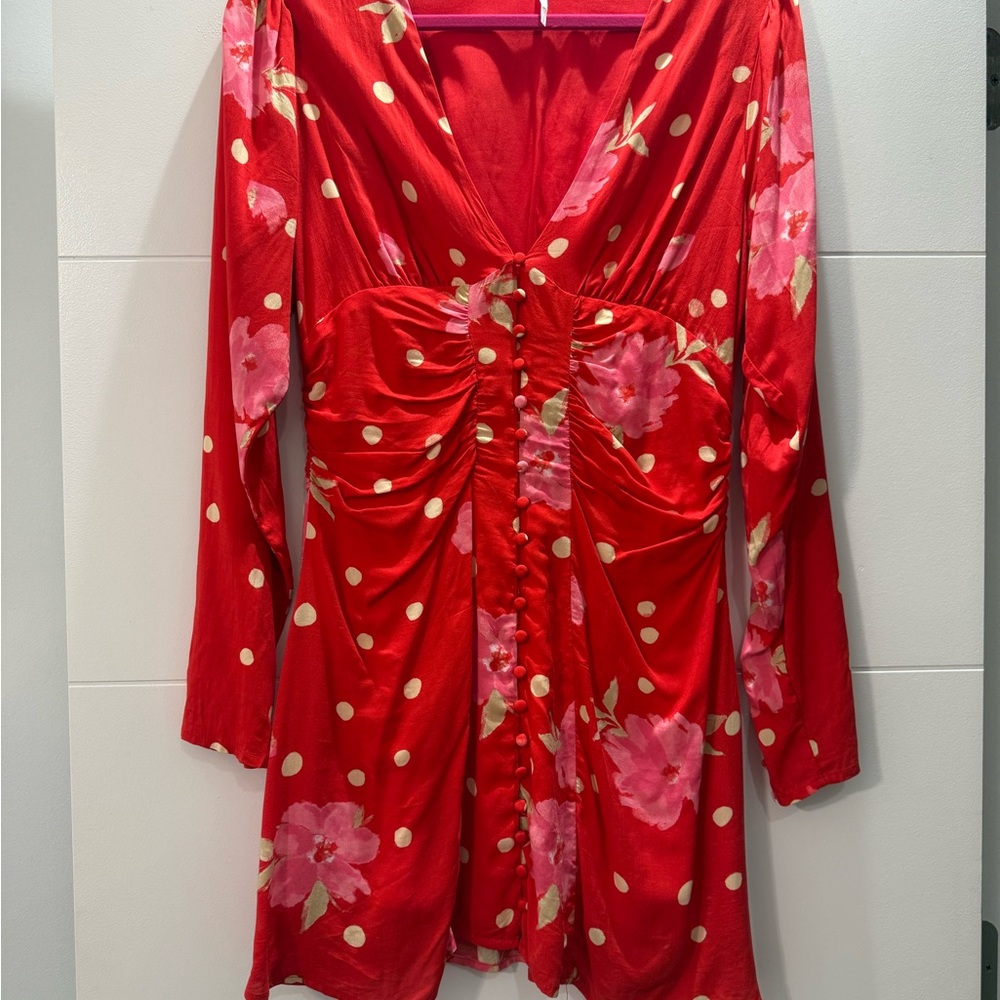 Red Floral Polka Dot Dress